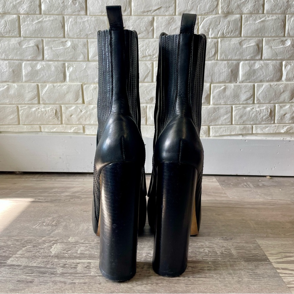 Alexander Wang Addison Platform Black Italian Leather Ankle Boots Size 37 - Picture 10 of 16